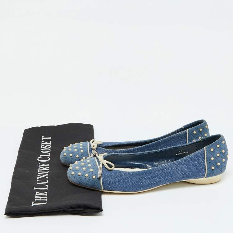 Pre Owned Tod's Blue Denim and Suede Dew Ballet Flats Size 38
