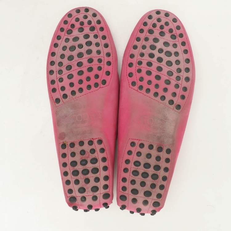 Pre Owned Tod's Pink Suede Penny Loafers Size 38.5