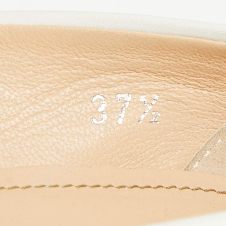 Pre Owned Tod's White Leather Open Toe Pumps Size 37.5