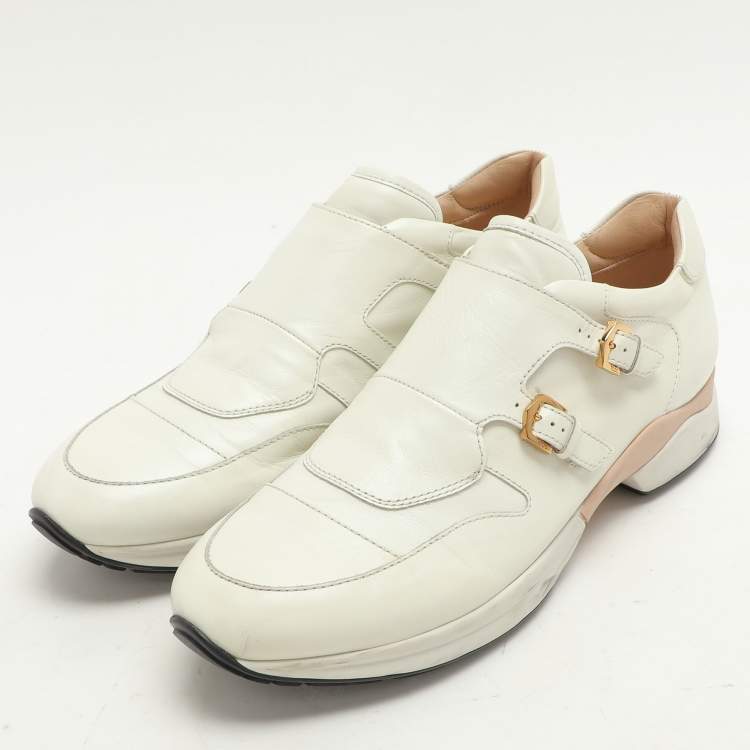 Pre Owned Tod's Cream Leather Monk Sneakers Size 38.5