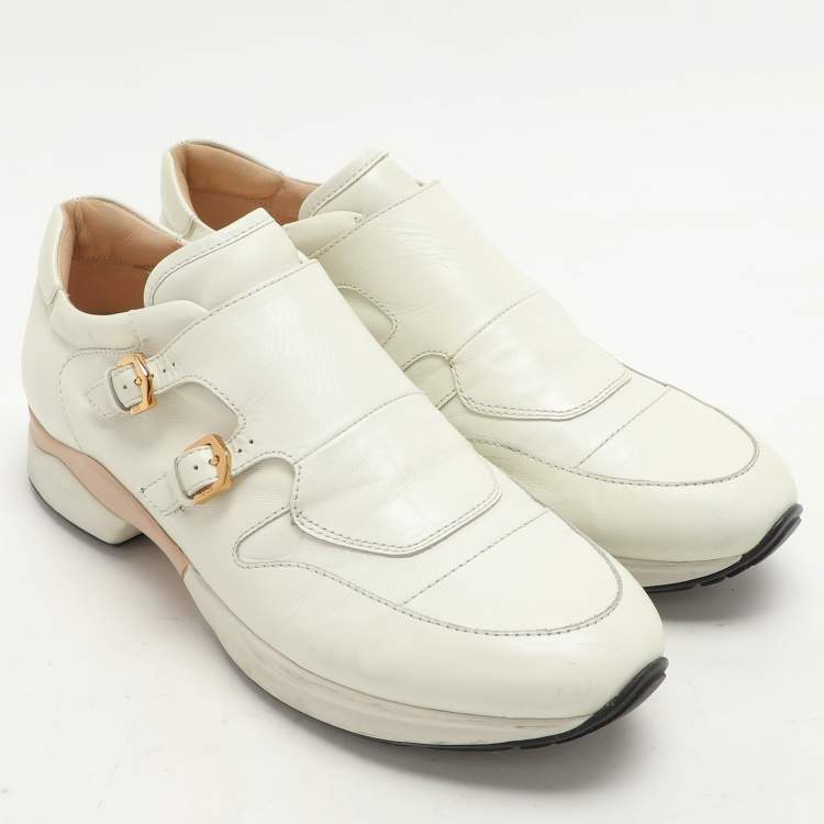 Pre Owned Tod's Cream Leather Monk Sneakers Size 38.5
