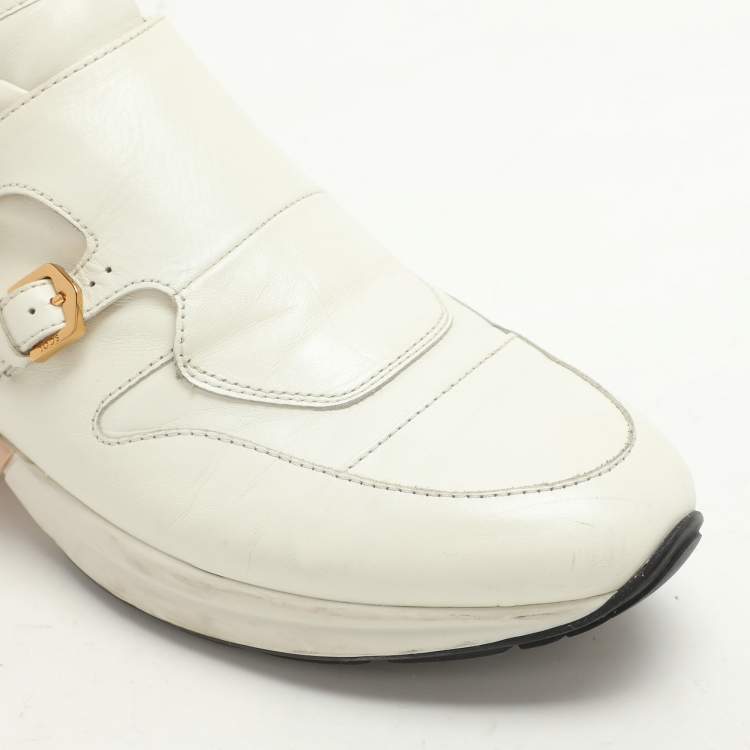 Pre Owned Tod's Cream Leather Monk Sneakers Size 38.5