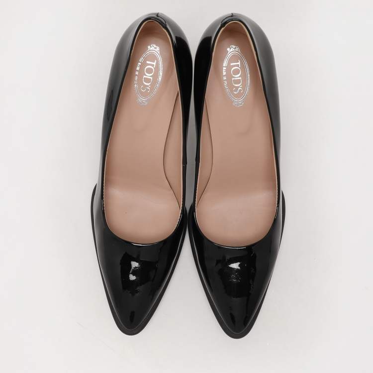 Pre Owned Tod's Black Patent Leather Pointed Toe Pumps Size 39