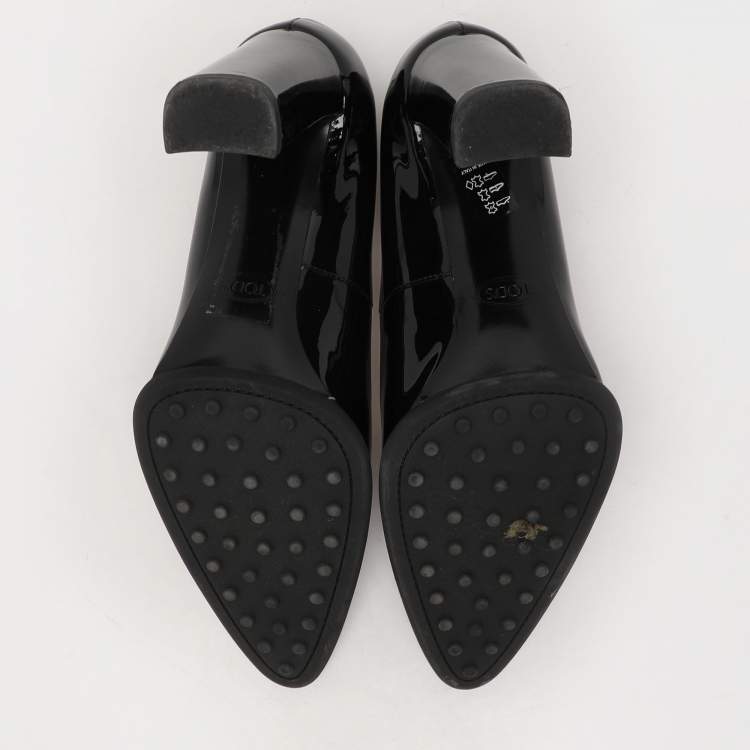 Pre Owned Tod's Black Patent Leather Pointed Toe Pumps Size 39