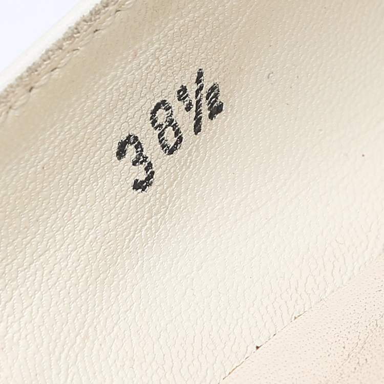 Pre Owned Tod's White Leather Buckle Loafer Pumps Size 38.5