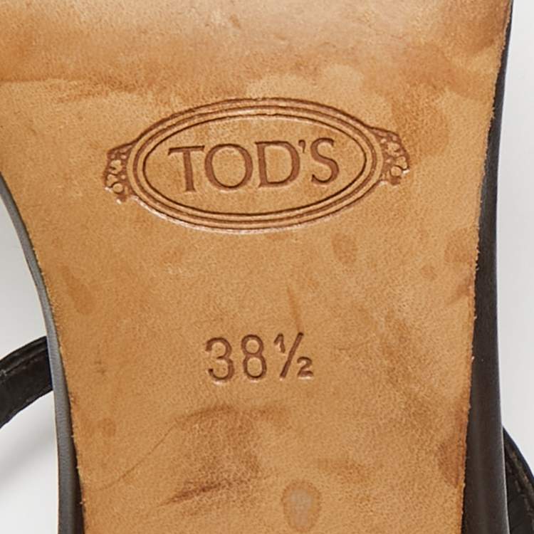 Pre Owned Tod's Brown Patent Leather Strappy Sandals Size 38.5