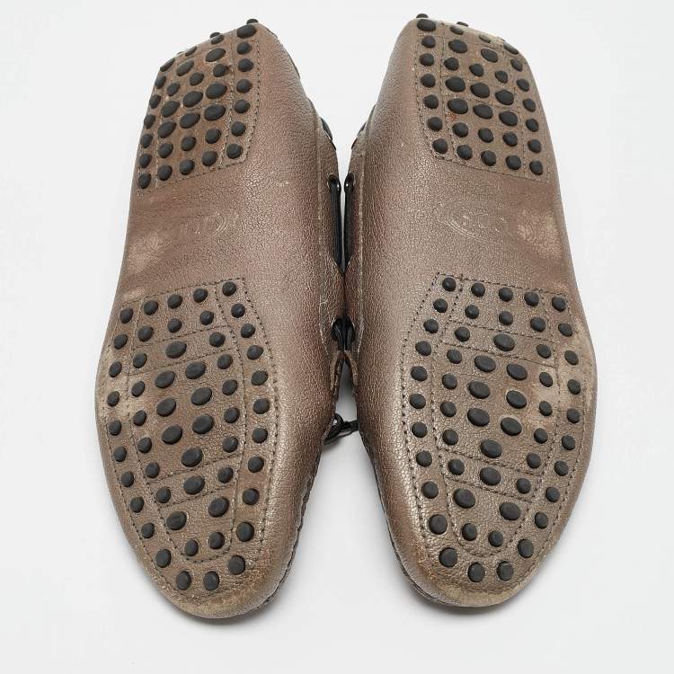 مملوكة مسبقًا Tod's Grey Leather  Slip On Loafers Size 39