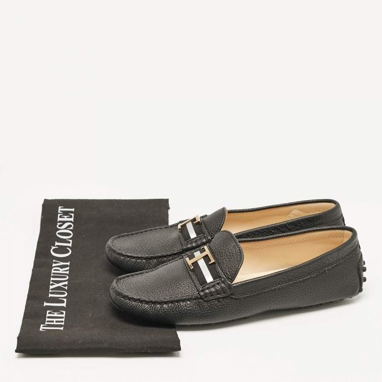 Pre Owned Tod's Black Leather Penny Loafers Size 37
