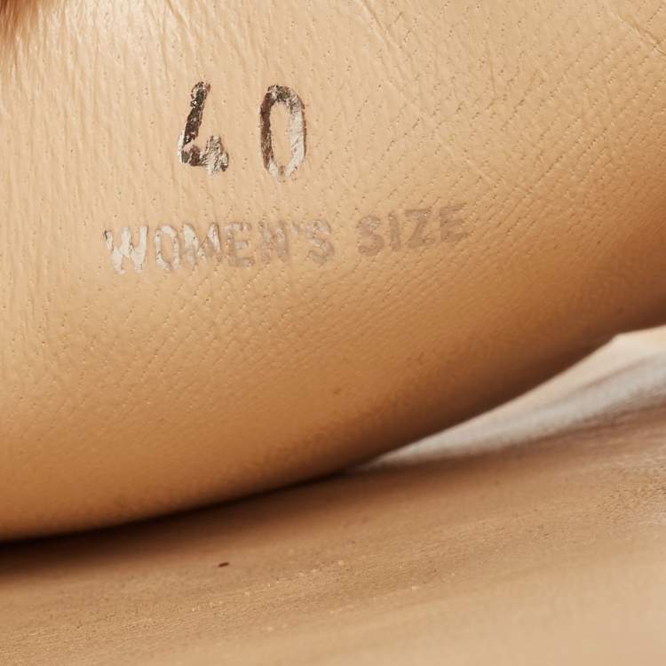 Pre Owned Tod's Beige Leather Studded Flat Slides Size 40 