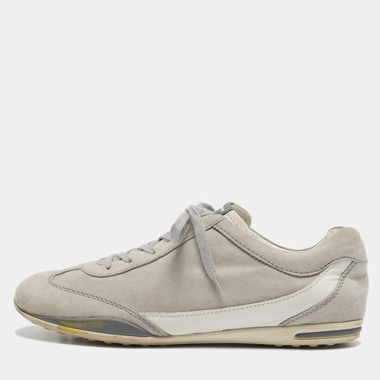 Pre Owned Tod's Grey Leather and Suede Lace Up Sneakers Size 39