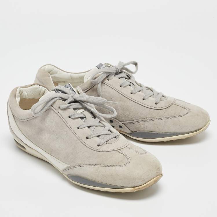 Pre Owned Tod's Grey Leather and Suede Lace Up Sneakers Size 39