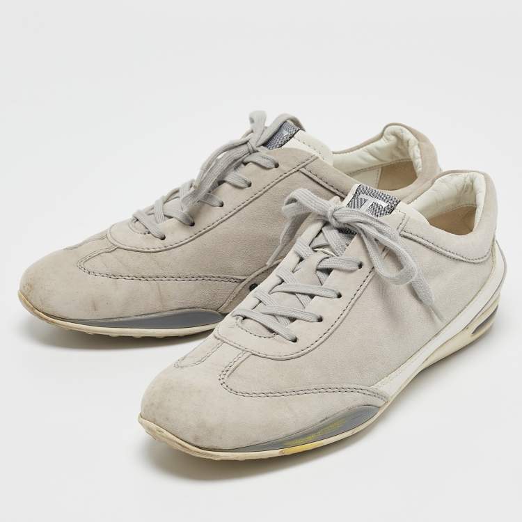 Pre Owned Tod's Grey Leather and Suede Lace Up Sneakers Size 39