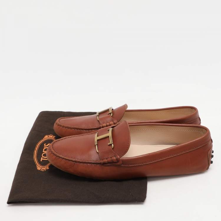 Pre Owned Tod's Brown Leather Penny Loafers Size 39