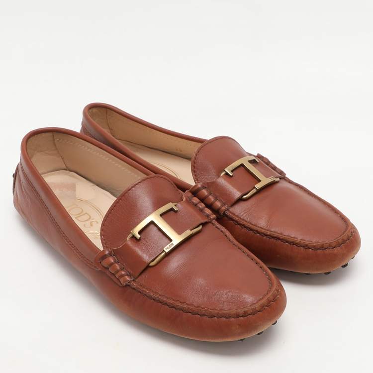 Pre Owned Tod's Brown Leather Penny Loafers Size 39