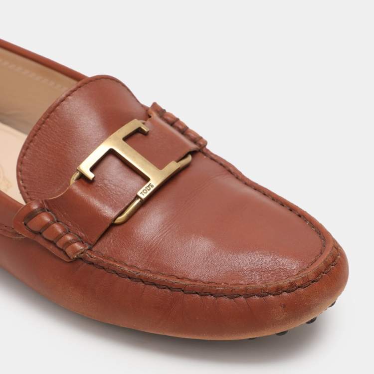 Pre Owned Tod's Brown Leather Penny Loafers Size 39
