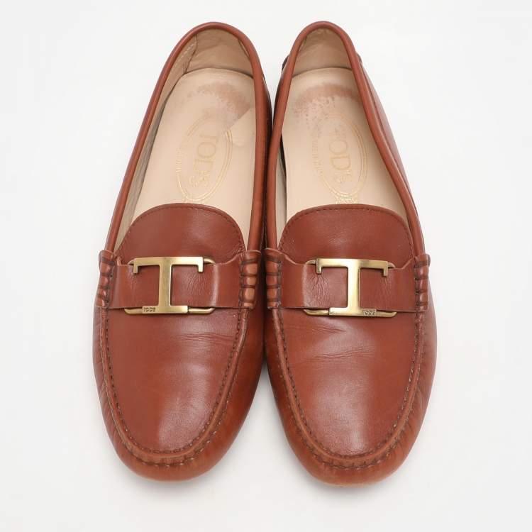 Pre Owned Tod's Brown Leather Penny Loafers Size 39