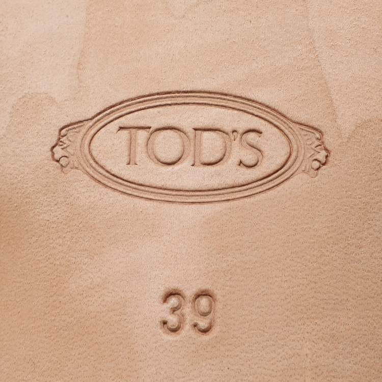 Pre Owned Tod's Black Leather Double T Fringe Slide Sandals Size 39