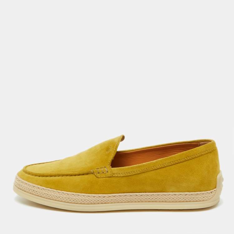 Pre Owned Tods Mustard Suede Driving Loafers Size 38