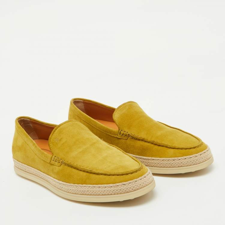 Pre Owned Tods Mustard Suede Driving Loafers Size 38