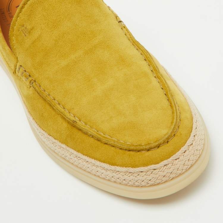 Pre Owned Tods Mustard Suede Driving Loafers Size 38
