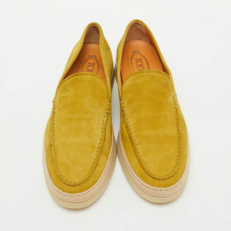 Pre Owned Tods Mustard Suede Driving Loafers Size 38