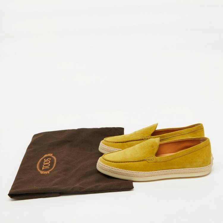 Pre Owned Tods Mustard Suede Driving Loafers Size 38