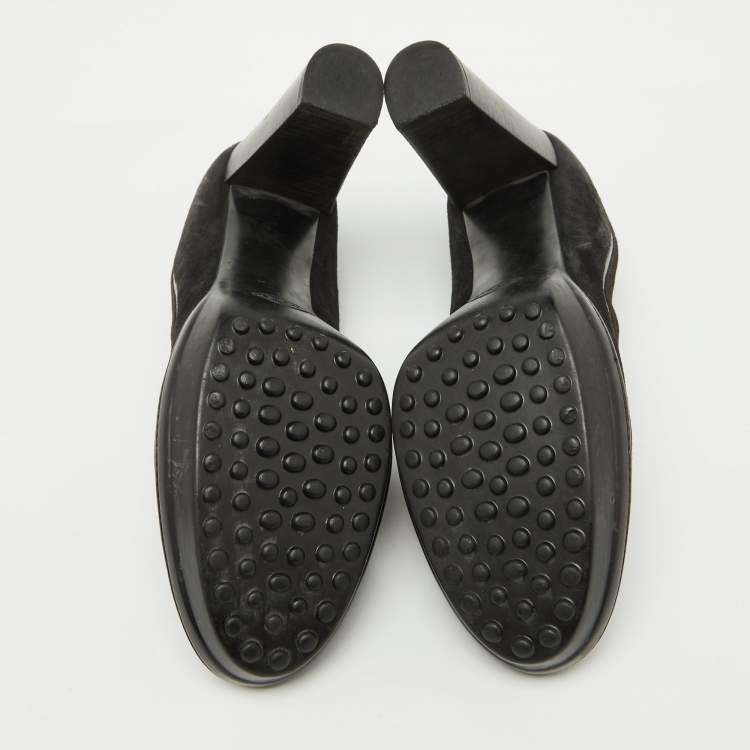 Pre Owned Tod's Black Suede Round Toe Platform Pumps Size 40