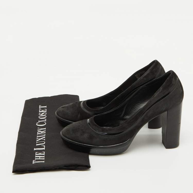 Pre Owned Tod's Black Suede Round Toe Platform Pumps Size 40