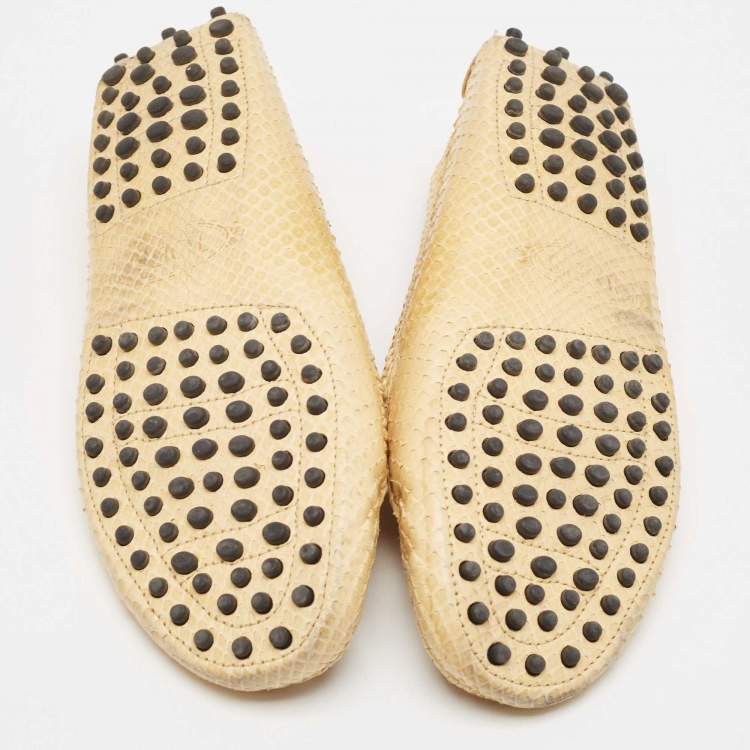 Pre Owned Tod's Yellow Python Leather Loafers Size 37.5