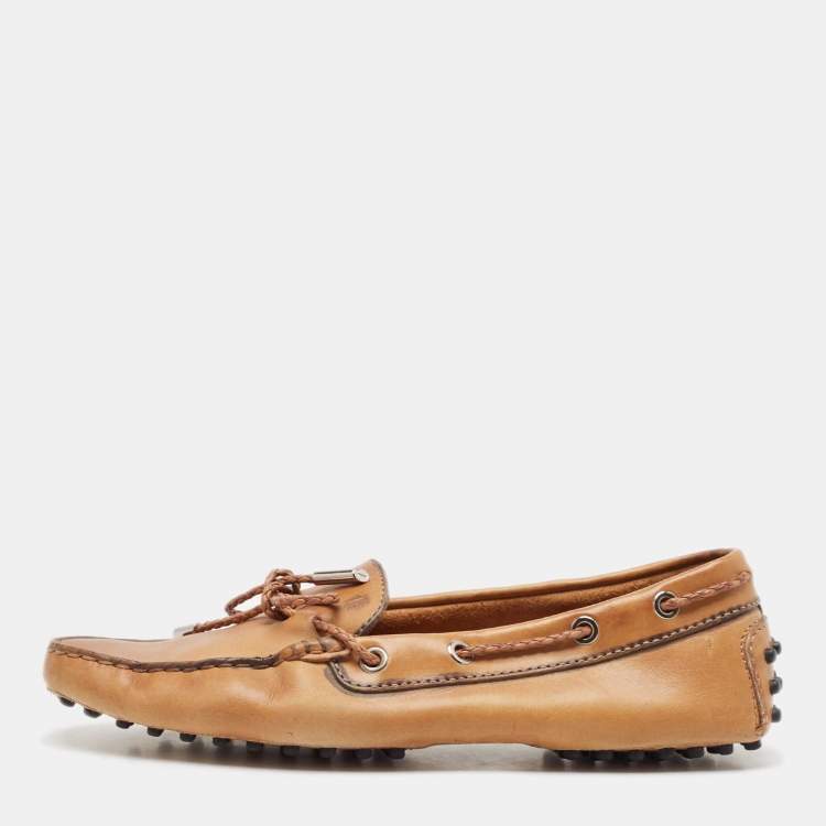 Pre Owned Tod's Brown Leather Penny Loafers Size 38