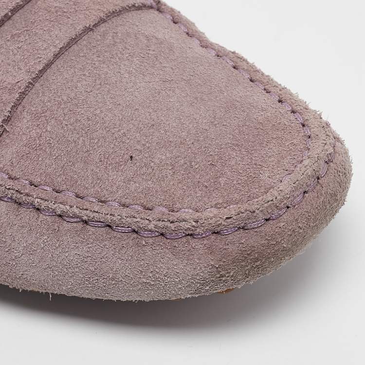 Pre Owned Tod's Purple Suede Gommino Slip On Loafers Size 37.5