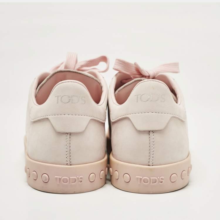 Pre Owned Tod's Pink Perforated Nubuck Leather Low Top Sneakers Size 37