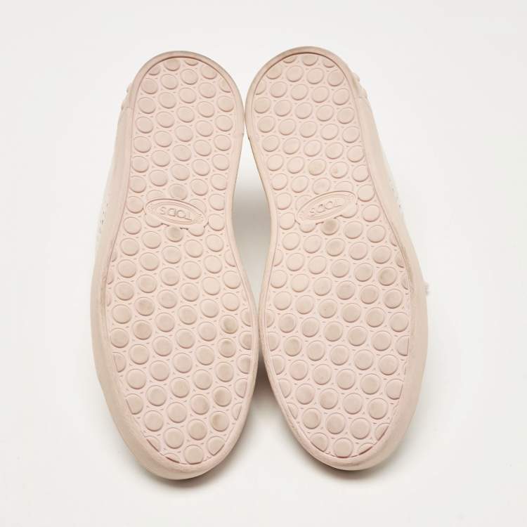 Pre Owned Tod's Pink Perforated Nubuck Leather Low Top Sneakers Size 37