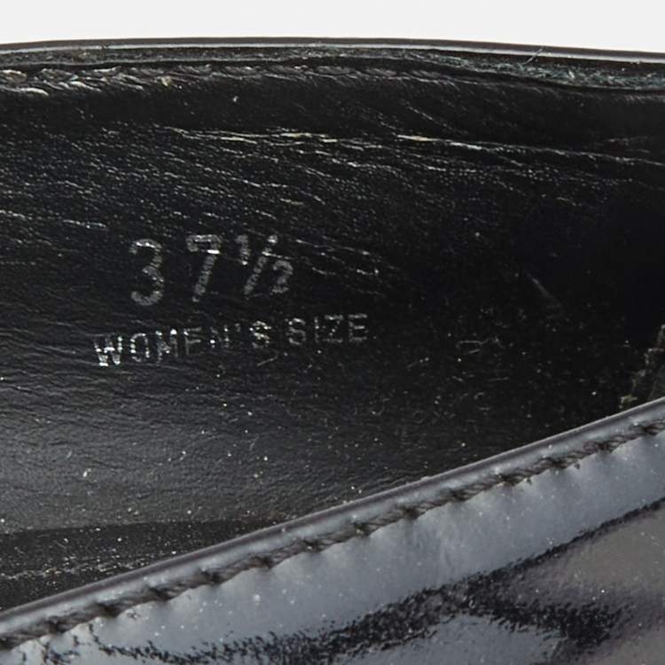 Pre Owned Tod's Black Patent Leather Wedge Pumps Size 37.5