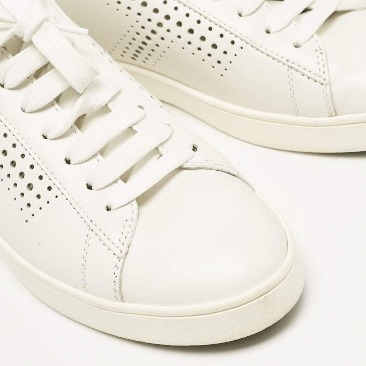 Pre Owned Tod's White Leather Lace Up Sneakers Size 37.5