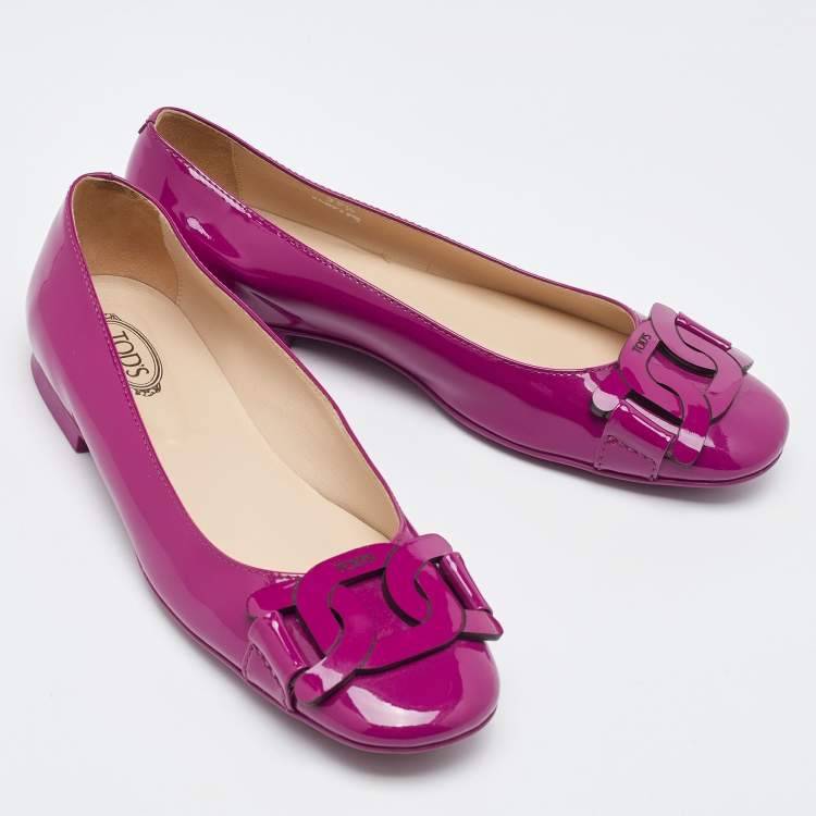 Pre Owned Tod's Mauve Purple Patent Leather Ballet Flats Size 37.5