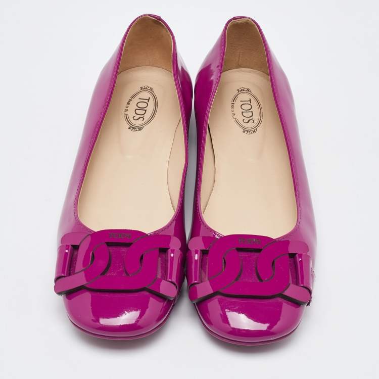Pre Owned Tod's Mauve Purple Patent Leather Ballet Flats Size 37.5