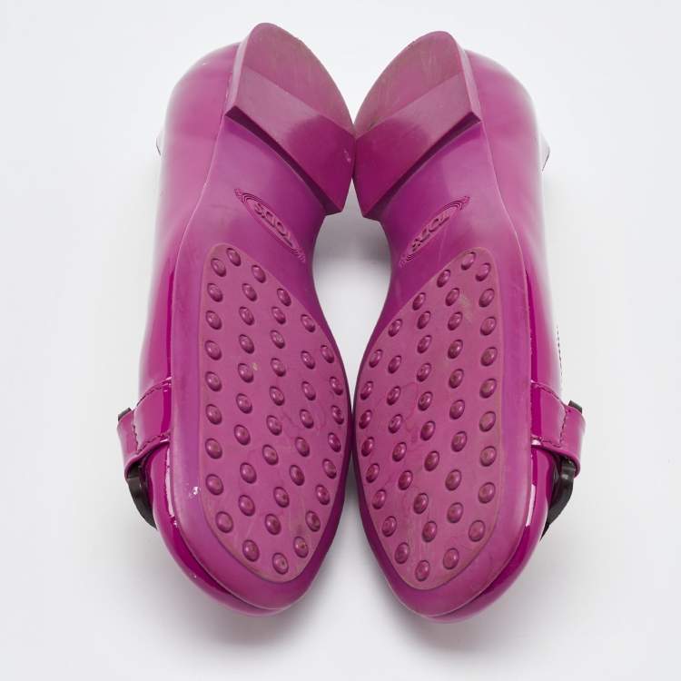 Pre Owned Tod's Mauve Purple Patent Leather Ballet Flats Size 37.5