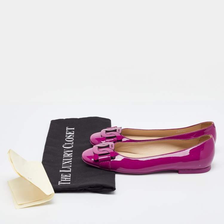 Pre Owned Tod's Mauve Purple Patent Leather Ballet Flats Size 37.5