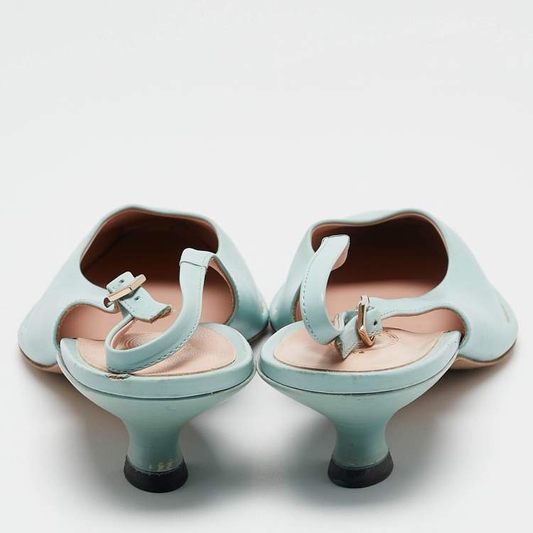 Pre Owned Tod's Blue Leather Slingback Pumps Size 40