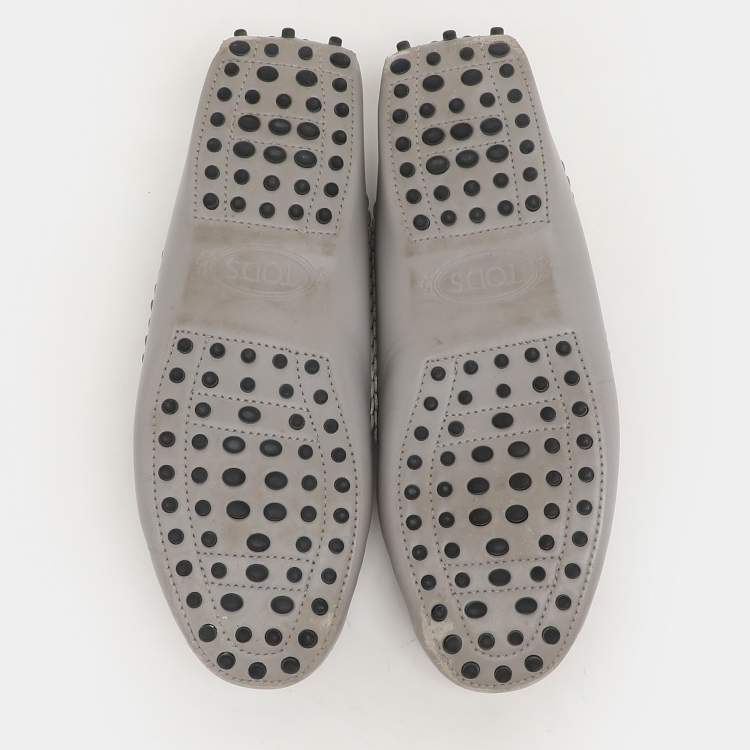 Pre Owned Tod's Grey Leather Loafers Size 37.5