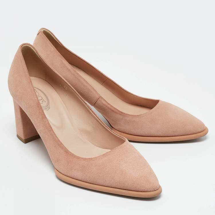 Pre Owned Tod's Beige Suede Pointed Toe Pumps Size 35