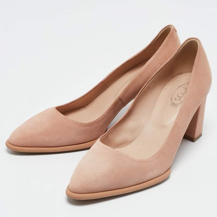 Pre Owned Tod's Beige Suede Pointed Toe Pumps Size 35