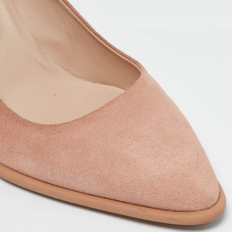 Pre Owned Tod's Beige Suede Pointed Toe Pumps Size 35