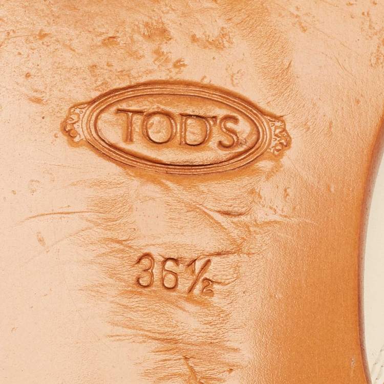 Pre Owned Tod's Off White Leather Double T Flat Mules Size 36.5