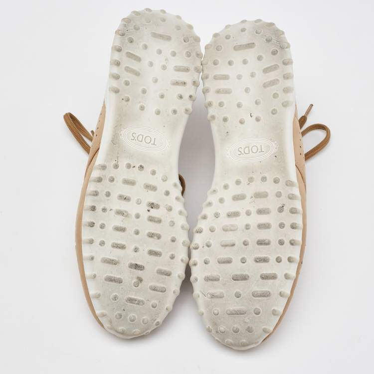 Pre Owned Tod's Beige Nubuck Leather Perforated Sportivo Low Top Sneakers Size 37.5