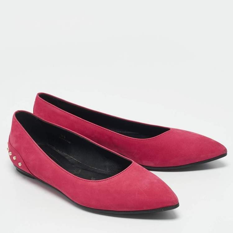 Pre Owned Tod's Pink Suede Stud Embellished Ballet Flats Size 39