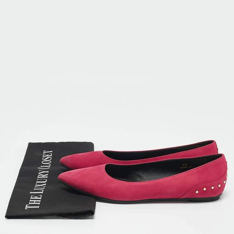 Pre Owned Tod's Pink Suede Stud Embellished Ballet Flats Size 39