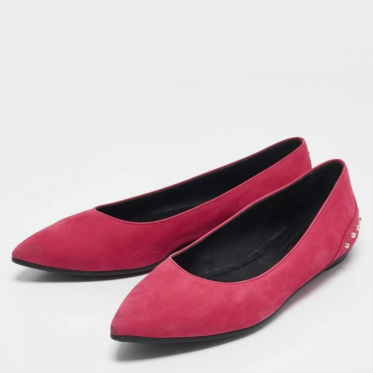 Pre Owned Tod's Pink Suede Stud Embellished Ballet Flats Size 39