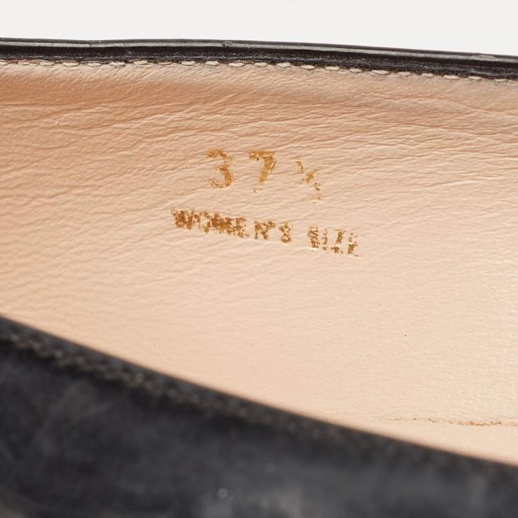 Pre Owned Tod's Black Leather Fringe Ballet Flats Size 37.5